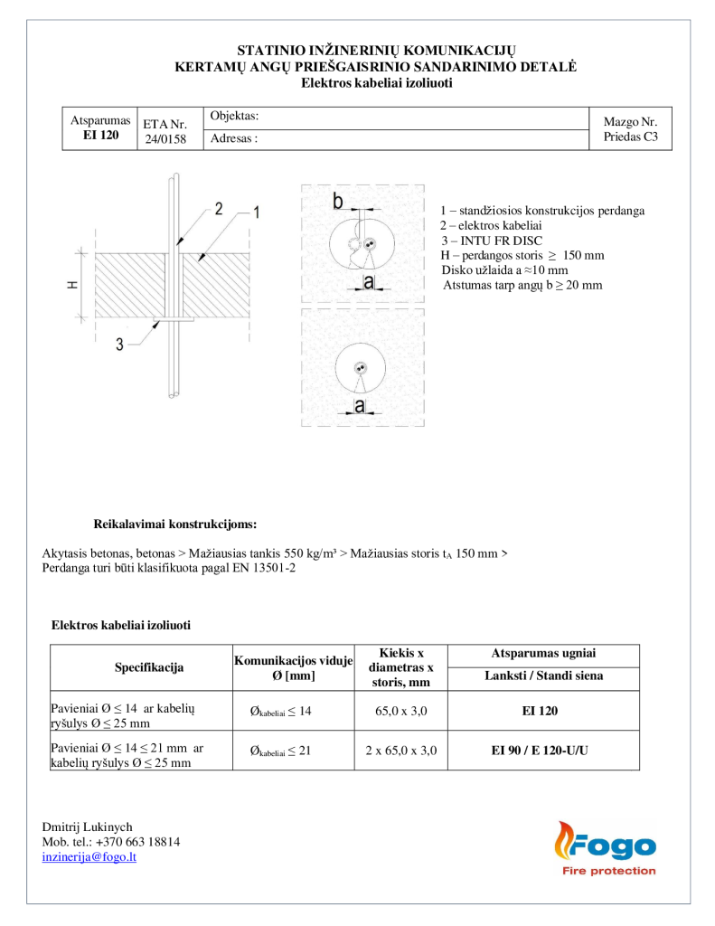 C3 Elektros kabeliai, perdanga EI 90 FR DISC